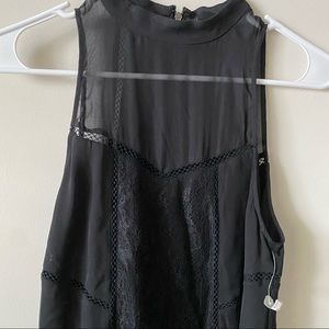 FREE PEOPLE HIGH NECK BLACK LACE MAXI DRESS